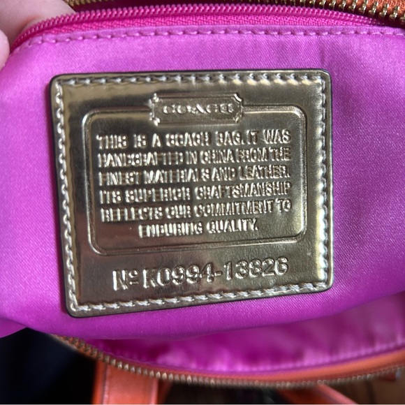 Coach Poppy OP Art Glam orange and pink jacquard canvas tote bag purse EEUC NWOT - Picture 11 of 16